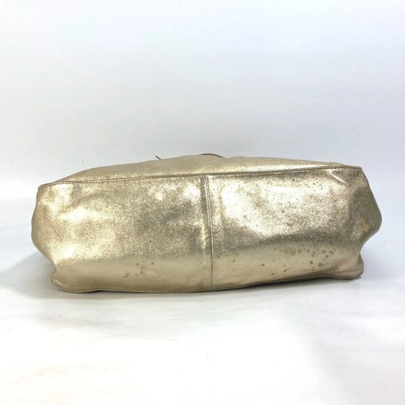 PRADA Shoulder Bag Logo fringe bag drawstring Tote Bag Leather Gold - Picture 6 of 13